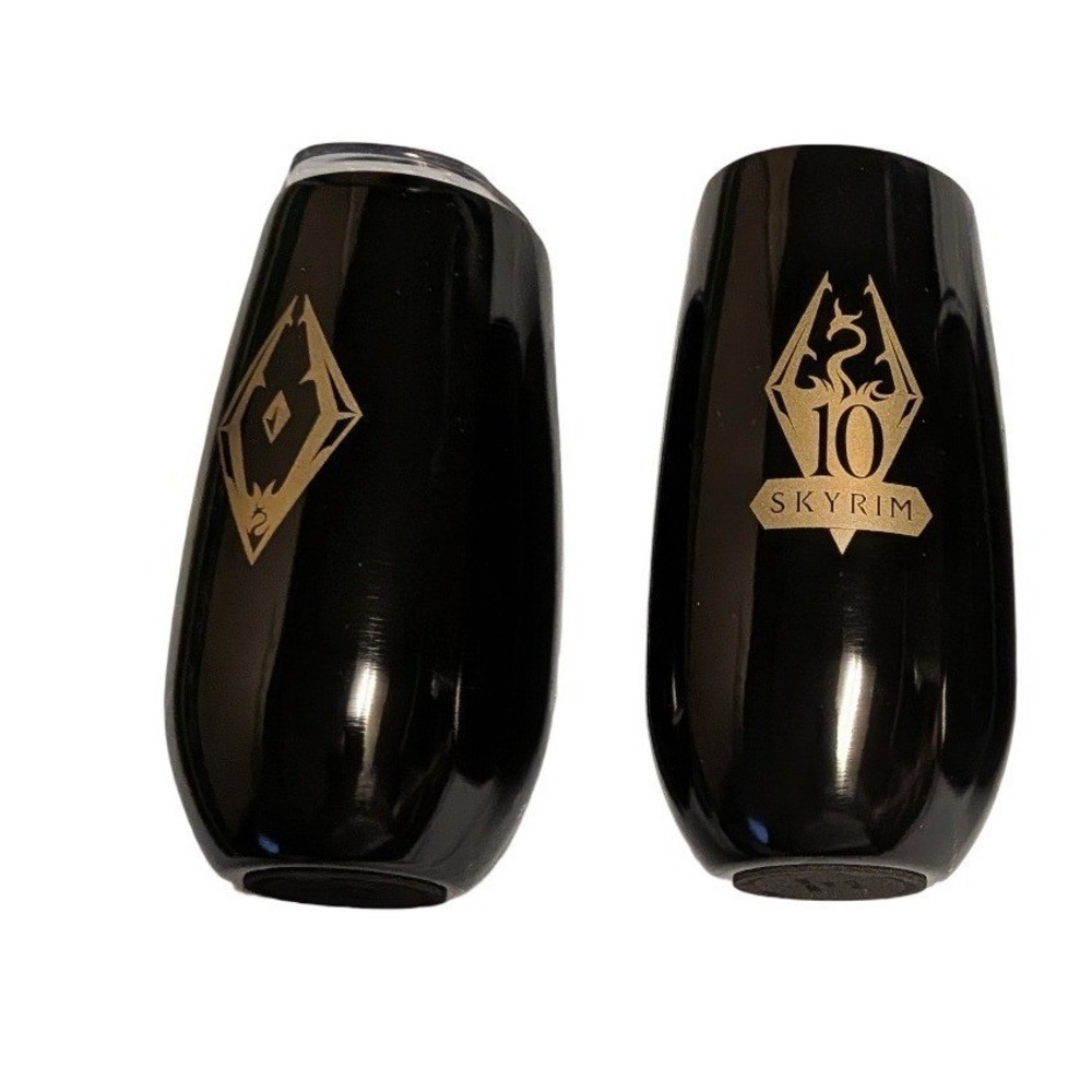 Lot 2x Skyrim 10th Anniversary Insulated Wine Tumbler Black Gold Dragon Bethesda